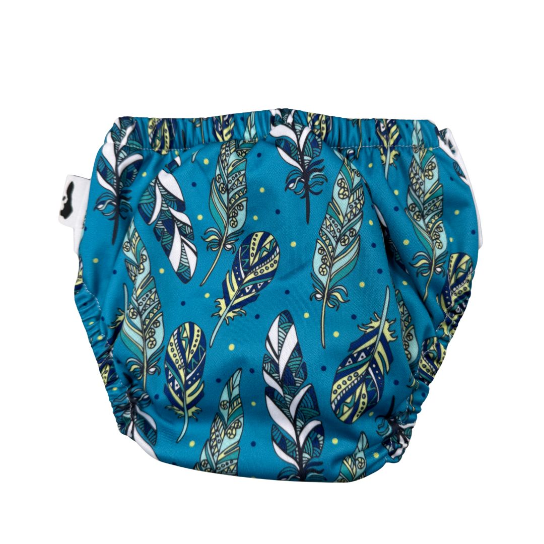 Blue Feathers Swim Nappy - back