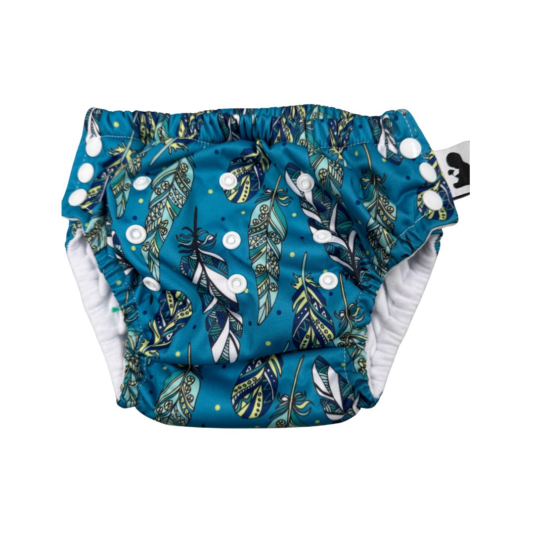 Blue Feathers Swim Nappy - front