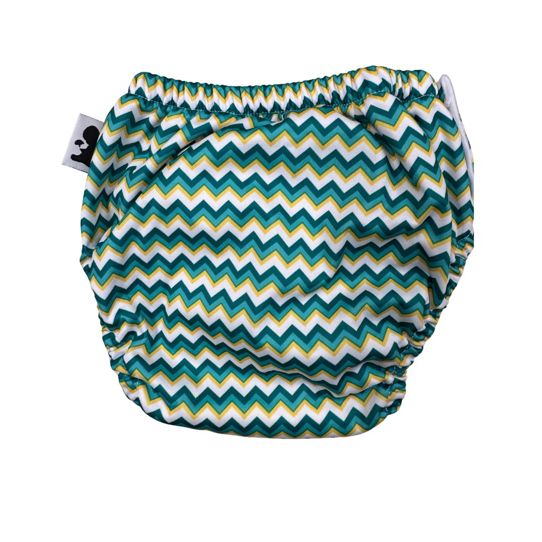 Green Zigzag Swim Nappy - back