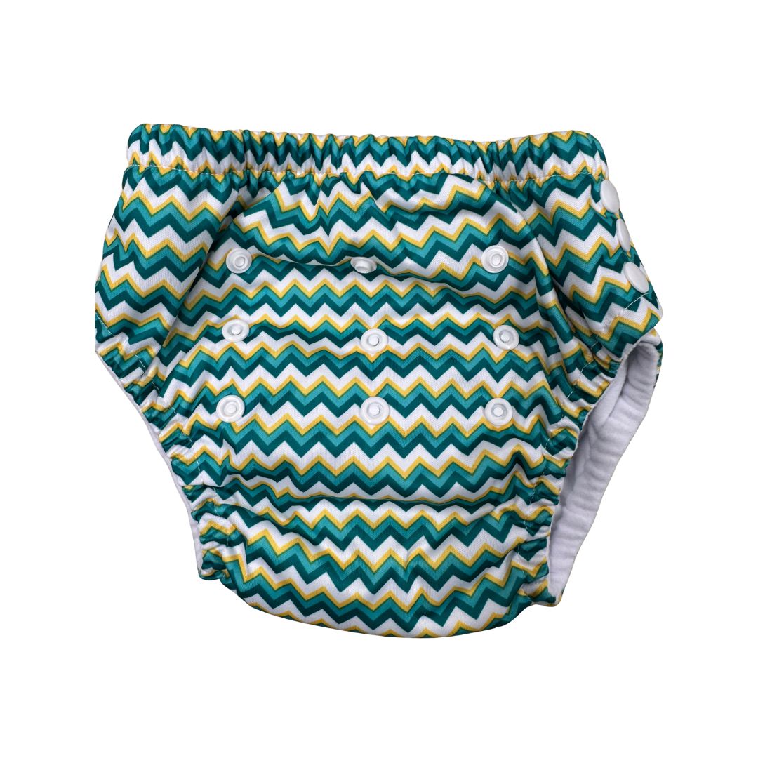 Green Zigzag Swim Nappy - front
