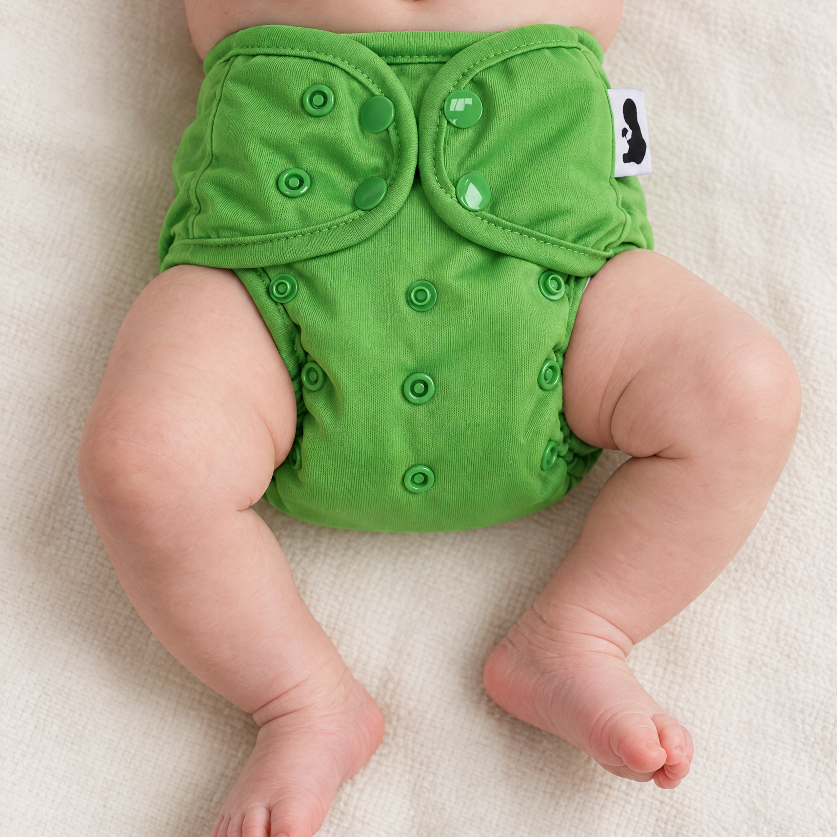 Green - Nappy Cover, newborn on baby