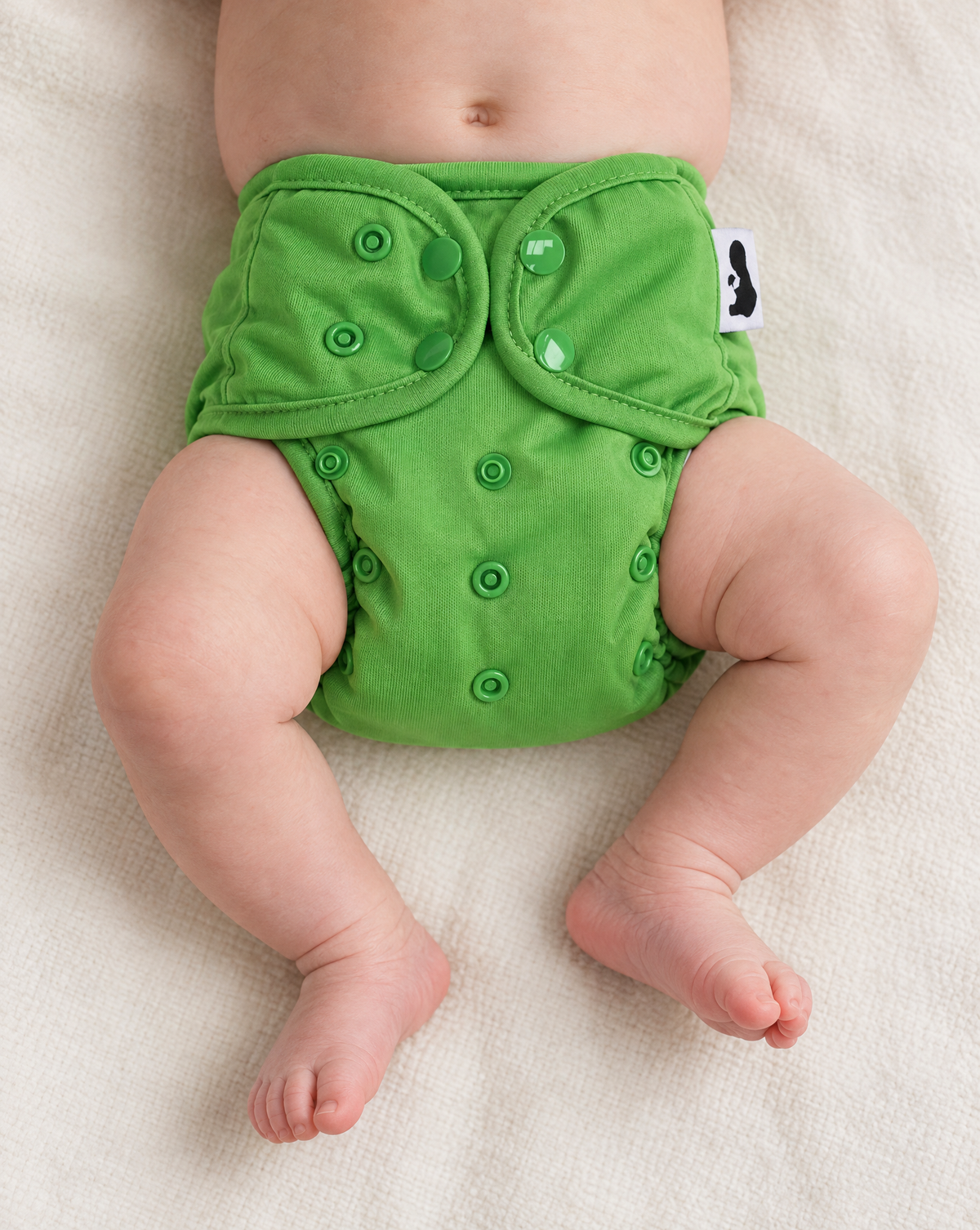 Green - Nappy Cover, newborn on baby