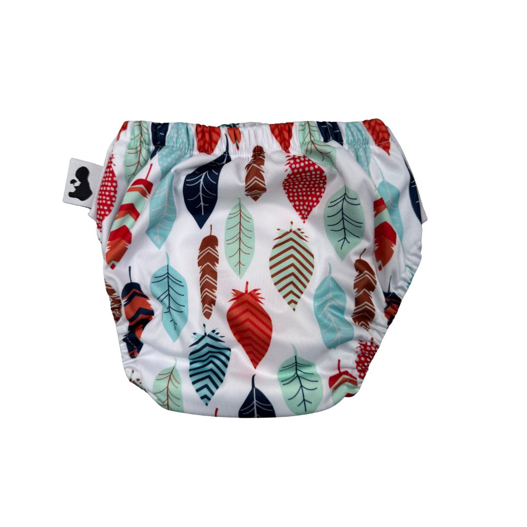 White Feathers Swim Nappy - back