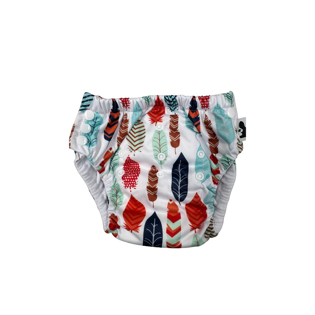 White Feathers Swim Nappy - front