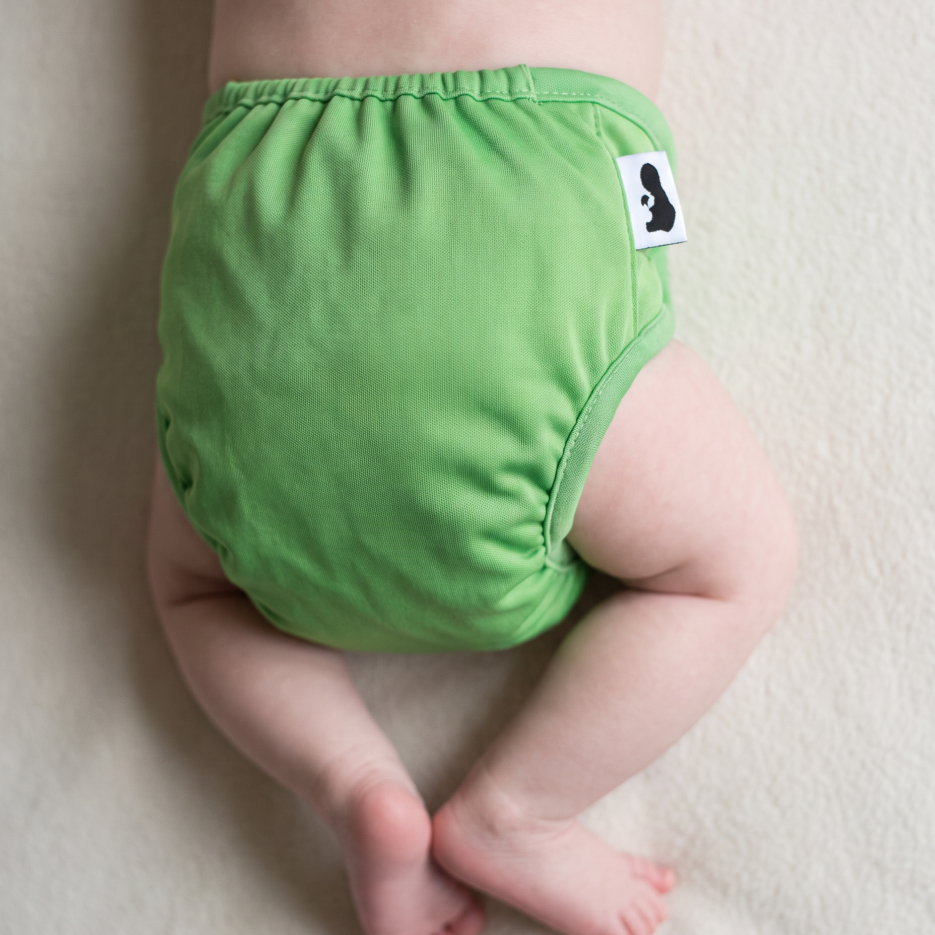 Green - Nappy Cover, back view on baby