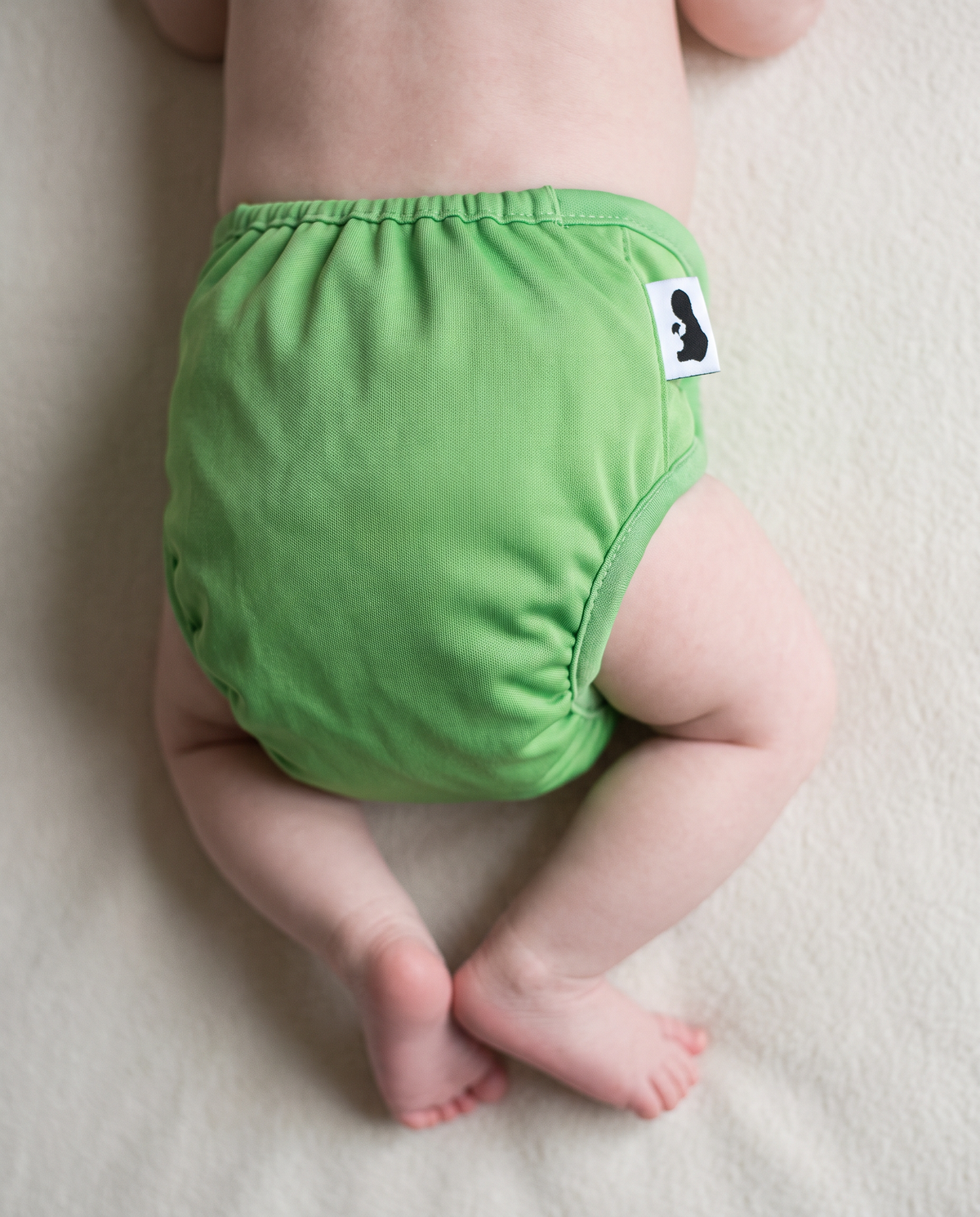Green - Nappy Cover, back view on baby