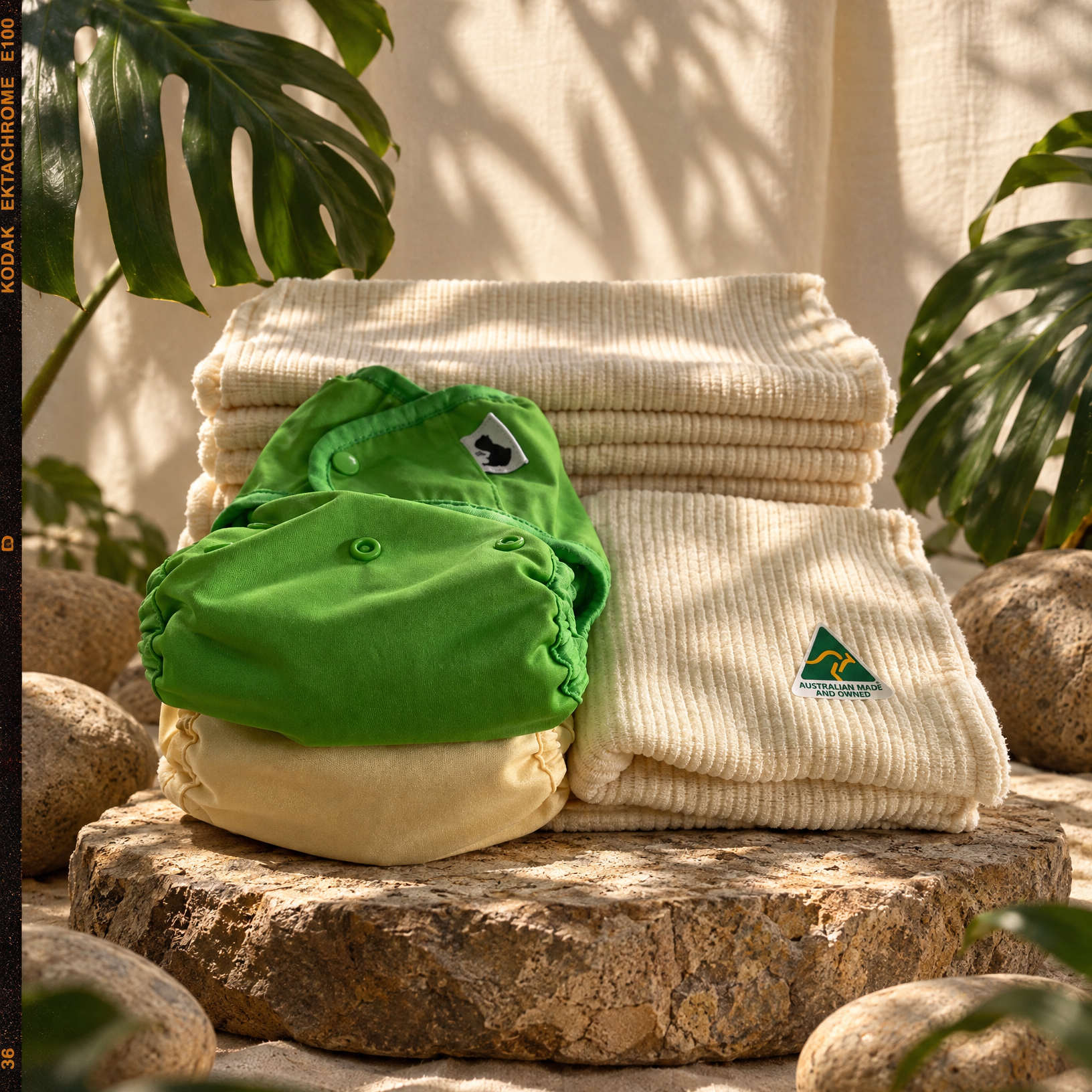 Cream background, unboxing experience @Botanic Baby -  Full time - AI2 - Cloth Nappy Kit