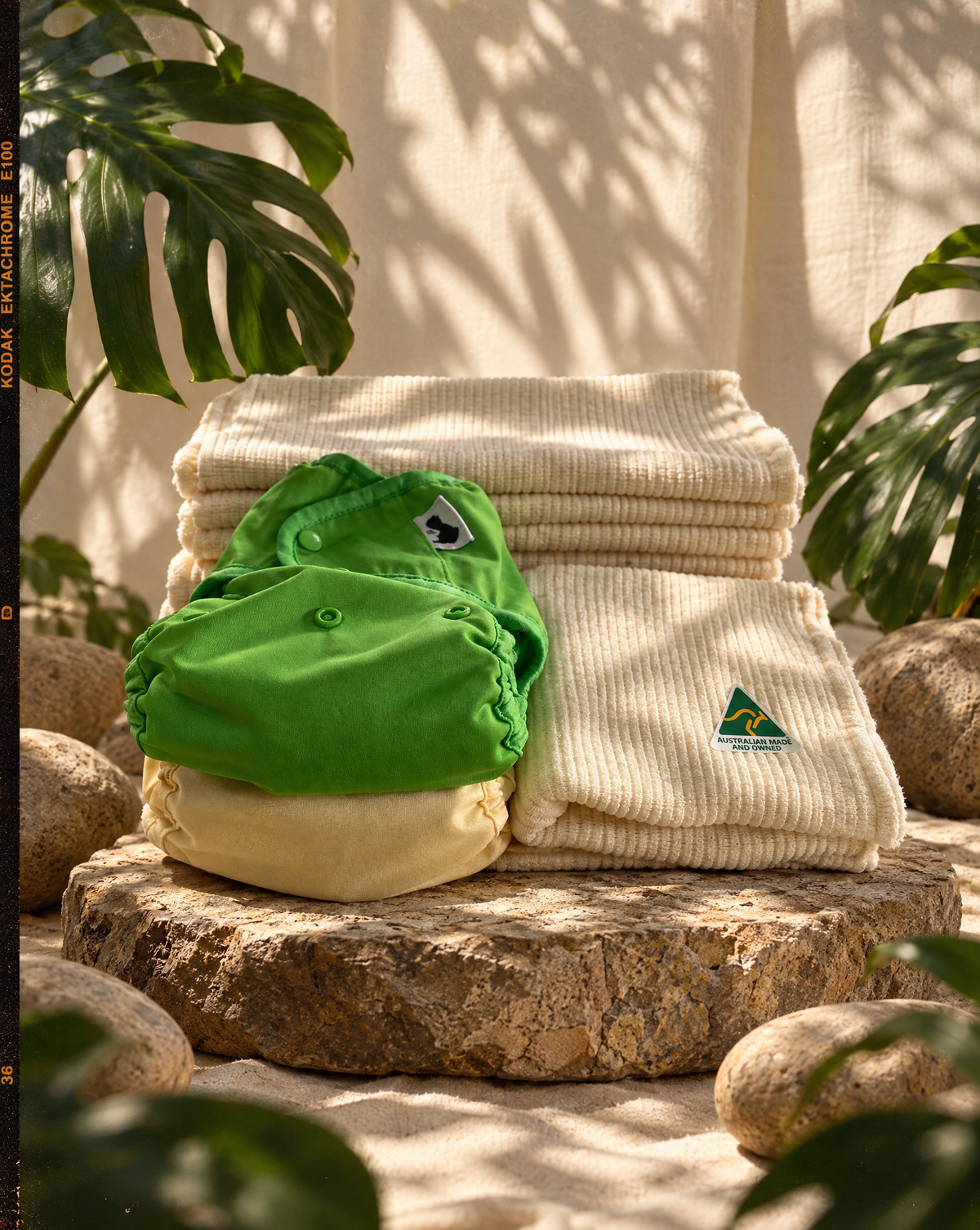 Cream background, unboxing experience @Botanic Baby -  Full time - AI2 - Cloth Nappy Kit